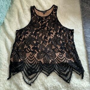 Express Black Lace Tank Sz L NWT